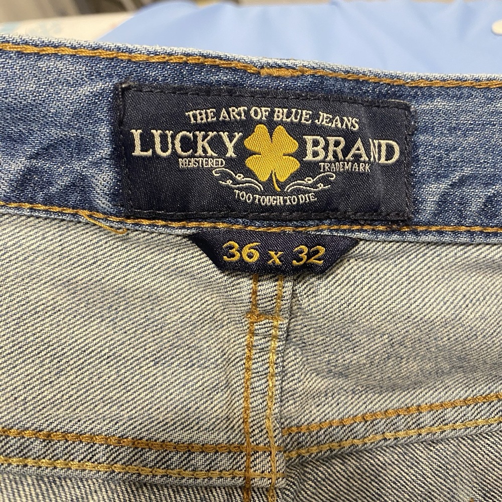 Lucky Brand 361 Vintage Straight Jeans Men 36x31 Blue Distressed Relaxed - Picture 3 of 14
